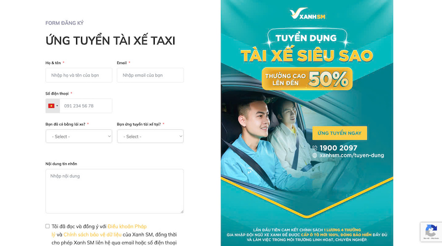 ỨNG TUYỂN TÀI XẾ TAXI