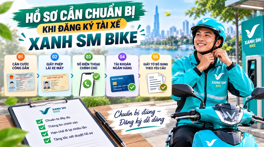 Hồ sơ cần chuẩn bị khi đăng ký tài xế Xanh SM Bike