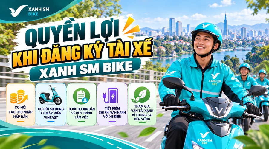 Quyền lợi khi đăng ký tài xế Xanh SM Bike