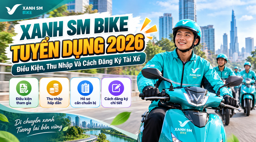 Xanh SM Bike Tuyển Dụng 2026: Điều Kiện, Thu Nhập Và Cách Đăng Ký Tài Xế
