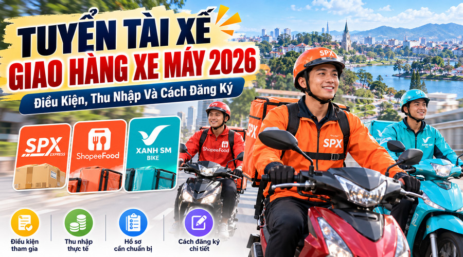 Tuyển tài xế giao hàng xe máy